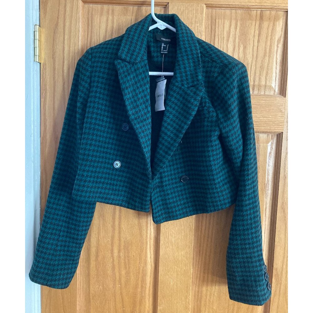 Forever 21 Green Plaid Crop Jacket, w/ tags -- Size Small